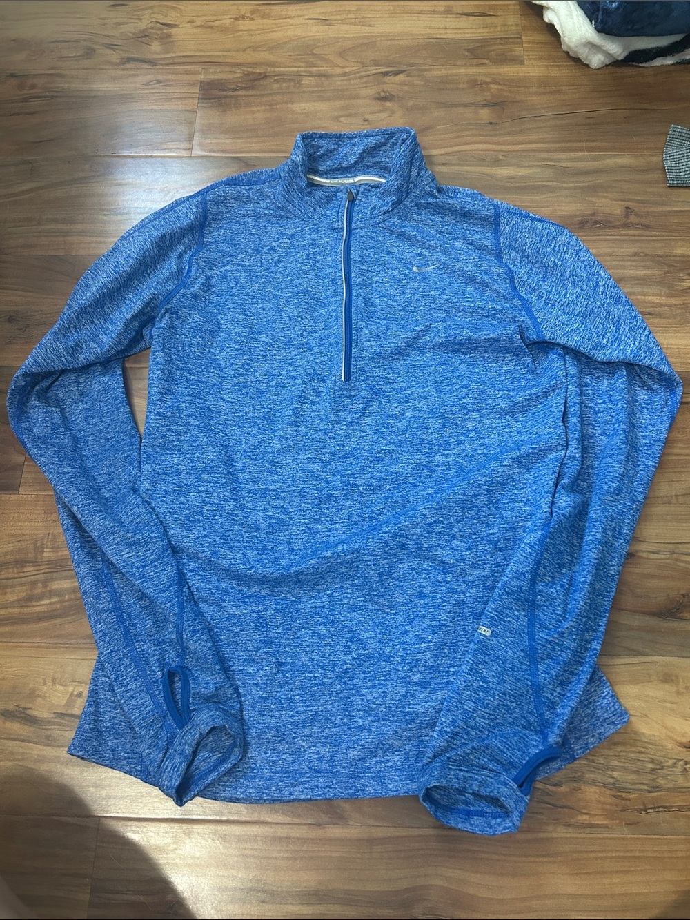 Nike Blue Heather Quarter-Zip Long Sleeve Top